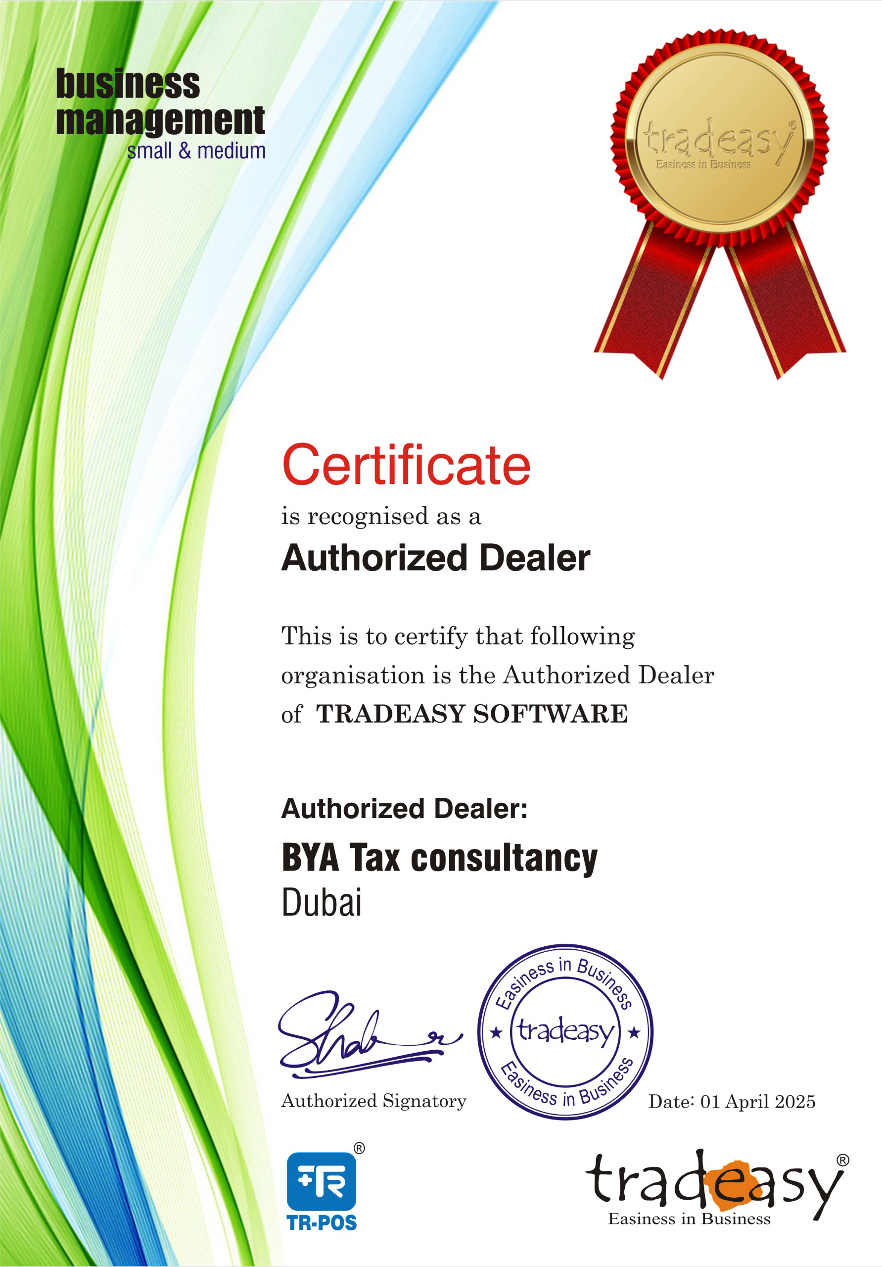 BYA Digital - Authorized Tradeasy Dealer Certificate